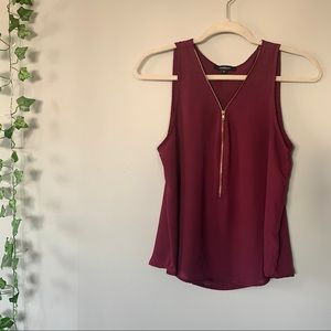 Ambiance Burgundy Zipper Tank Top Blouse (M)